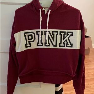 Pink burgundy cropped hoodie XS